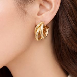 gold twisted double hoop1'