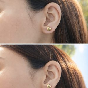 gold heart shape studs