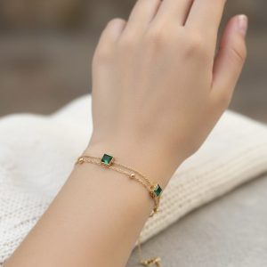 elegant double layar gold bracelet stainless899